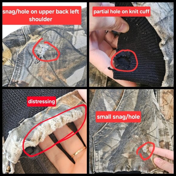 Vtg Carhartt Jacket Sz M J144 CMO Realtree Hardwoods Camo Hunting Distressed - Picture 11 of 11